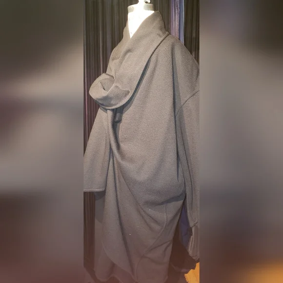 Vtg. Donna Karan 100% pure double sided wool knit shoulder pads cardigan coat L - Picture 4 of 16